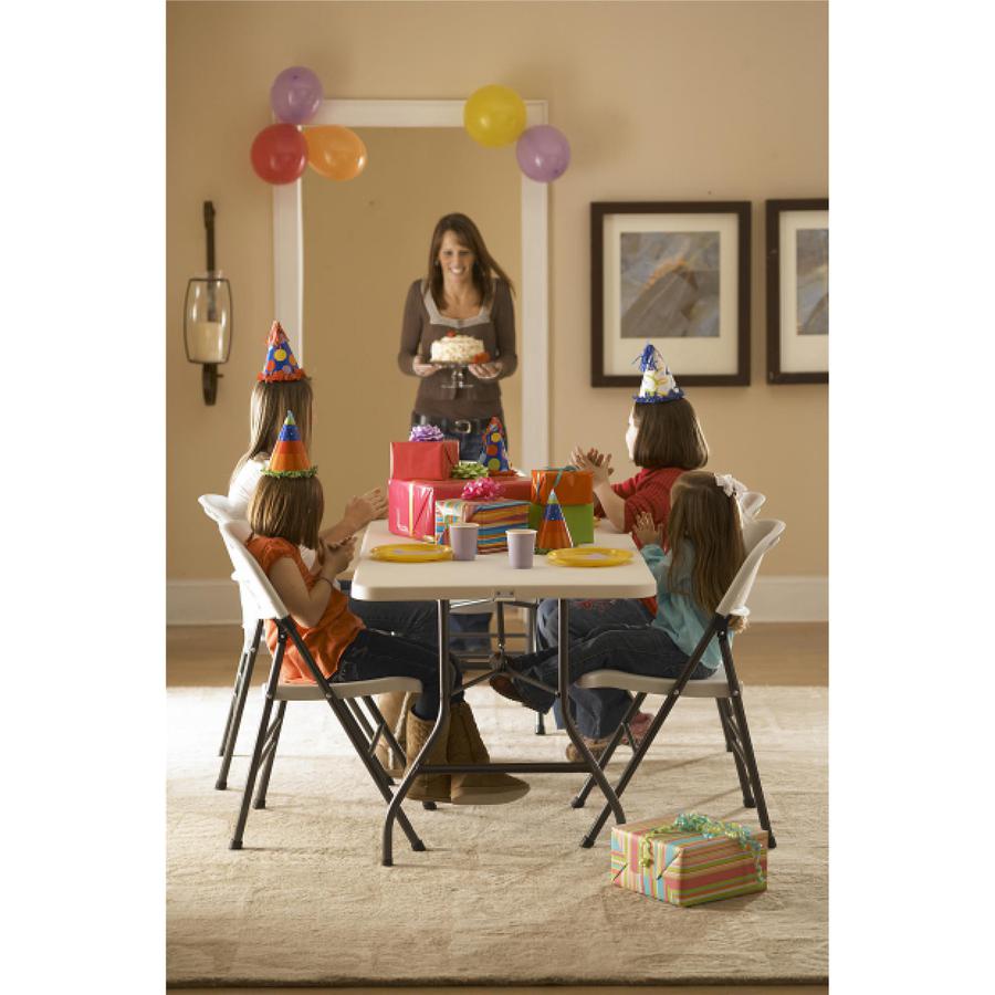 Cosco 6 foot Centerfold Blow Molded Folding Table - Rectangle Top - Folding Base - 29.63" Table Top Width x 72" Table Top Depth - 29.25" Height - White - 1 Each. Picture 10