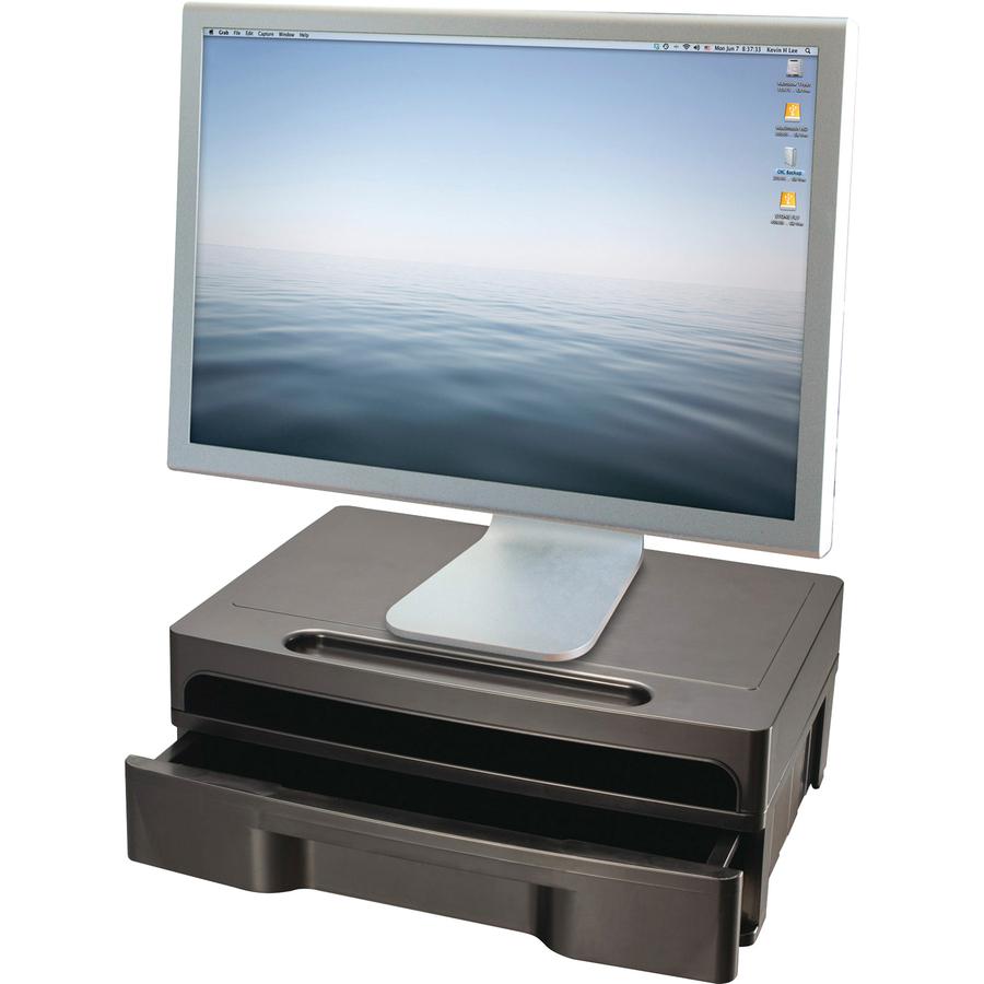 Officemate Monitor Stand with Drawer - 13.1" Width - Black. Picture 3