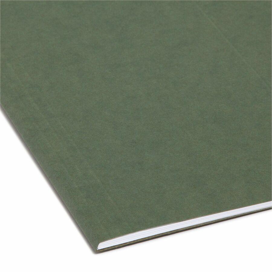 Smead TUFF 1/3 Tab Cut Letter Recycled Hanging Folder - 8 1/2" x 11" - Top Tab Location - Assorted Position Tab Position - Standard Green - 10% Recycled - 20 / Box. Picture 2
