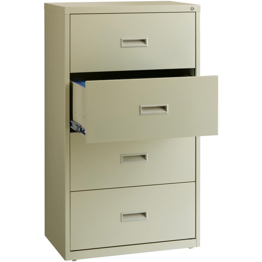 Lorell Value Lateral File - 2-Drawer - 30" x 18.6" x 52.5" - 4 x Drawer(s) for File - A4, Legal, Letter - Interlocking, Adjustable Glide, Ball-bearing Suspension, Label Holder - Putty - Steel - Recycl. Picture 2