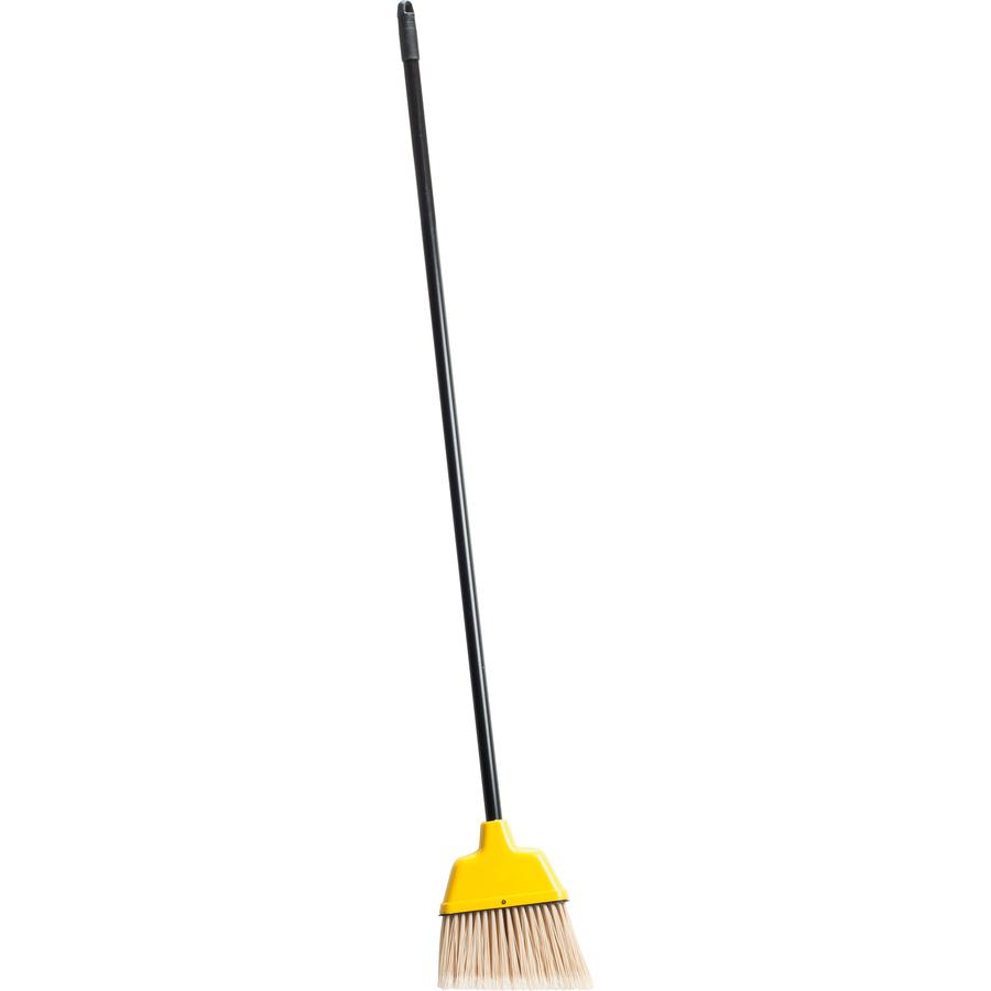 Genuine Joe Angle Broom - Polyvinyl Chloride (PVC) Bristle - 47" Handle Length - 54.5" Overall Length - Plastic Handle - 1 Each - Yellow. Picture 2