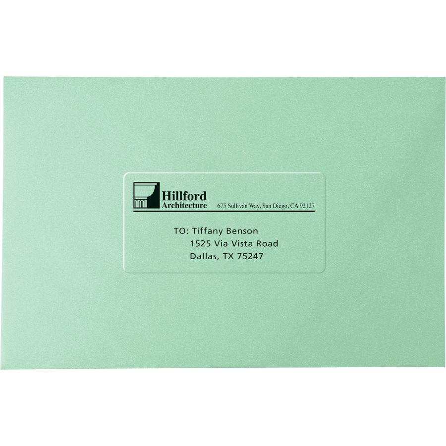 Avery&reg; Easy Peel Return Address Labels - 2" Width x 4" Length - Permanent Adhesive - Rectangle - Laser - Clear - Film - 10 / Sheet - 10 Total Sheets - 100 Total Label(s) - 5. Picture 3