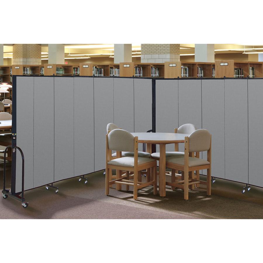 Screenflex Portable Room Dividers - 72" Height x 20.4 ft Length - Black Metal Frame - Polyester - Stone - 1 Each. Picture 8