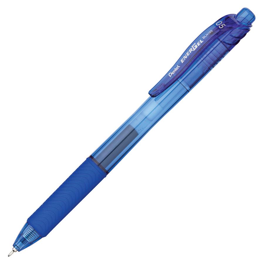 Pentel EnerGel-X Retractable Gel Pens - Fine Pen Point - 0.5 mm Pen Point Size - Needle Pen Point Style - Refillable - Retractable - Blue Gel-based Ink - Blue Barrel - 1 Dozen. Picture 3