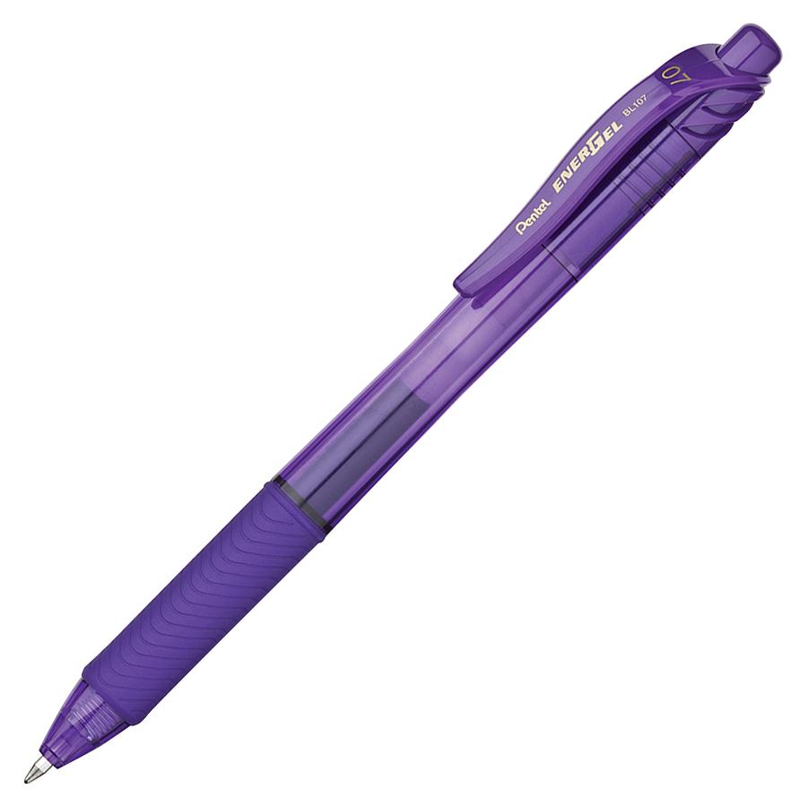 EnerGel EnerGel-X Retractable Gel Pens - Medium Pen Point - 0.7 mm Pen Point Size - Refillable - Retractable - Violet Gel-based Ink - Violet Barrel - Metal Tip - 1 / Dozen. Picture 2
