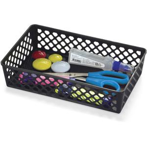 Officemate Achieva Recycled Supply Baskets - 2.4" Height x 10.1" Width x 6.1" Depth - Black - Plastic, 2PK. Picture 7