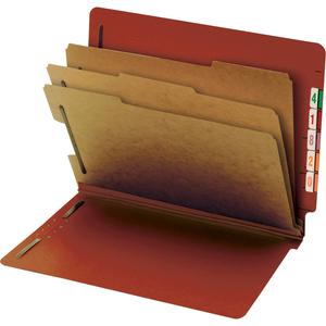Pendaflex Letter Recycled Classification Folder - 8 1/2" x 11" - 3 1/2" Expansion - 2 Fastener(s) - 2" Fastener Capacity for Folder, 1" Fastener Capacity for Divider - 3 Divider(s) - Pressboard - Red . Picture 6
