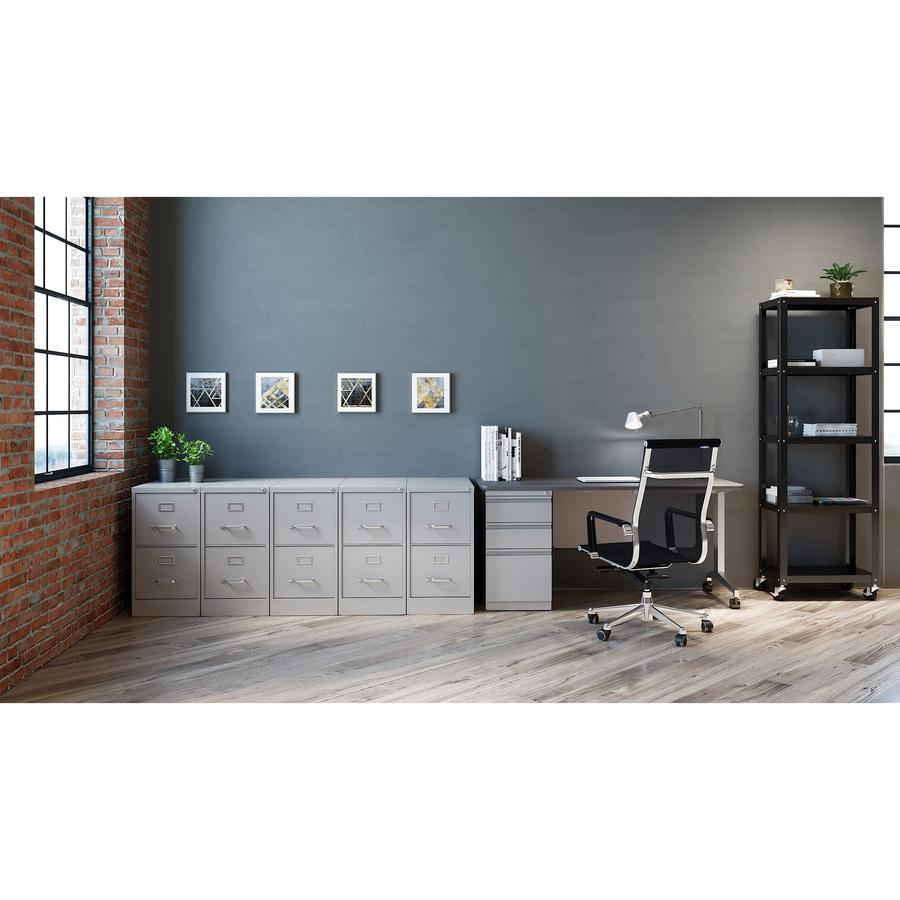 Lorell Fortress Series 22" Commercial-Grade Vertical File Cabinet - 15" x 22" x 28.4" - 2 x Drawer(s) for File - Letter - Lockable, Ball-bearing Suspension - Light Gray - Steel - Recycled. Picture 2