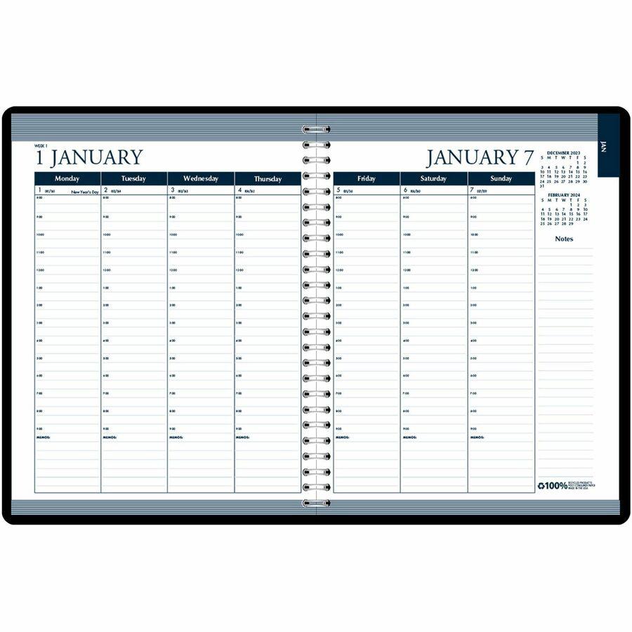 House of Doolittle Tabbed Wirebound Weekly/Monthly Planner - Julian Dates - Weekly, Monthly, Daily - 12 Month - January 2022 till December 2022 - 8:00 AM to 8:30 PM - Half-hourly - 1 Week, 1 Month Dou. Picture 2