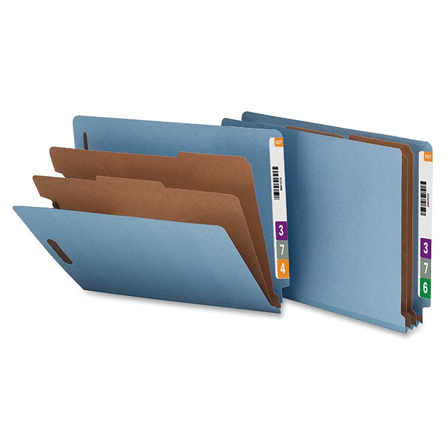 Nature Saver Letter Recycled Classification Folder - 8 1/2" x 11" - End Tab Location - 2 Divider(s) - Fiberboard - Blue - 100% Recycled - 10 / Box. Picture 2