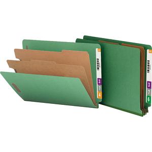 Nature Saver Letter Recycled Classification Folder - 8 1/2" x 11" - End Tab Location - 2 Divider(s) - Fiberboard - Green - 100% Recycled - 10 / Box. Picture 8