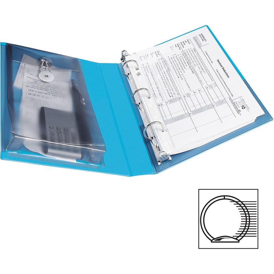 Avery&reg; 1" Mini Durable View Binder - 1" Binder Capacity - Half-letter - 5 1/2" x 8 1/2" Sheet Size - 175 Sheet Capacity - Round Ring Fastener(s) - 2 Pocket(s) - Polypropylene - Recycled - Pocket, . Picture 2