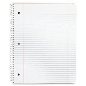 Business Source Wirebound College Ruled Notebooks - Letter - 100 Sheets - Wire Bound - 16 lb Basis Weight - 8 1/2" x 11" - White Paper - Stiff-back - 1 Each. Picture 3