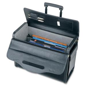 Lorell Travel/Luggage Case (Roller) Travel Essential, Book, File Folder - Black - Vinyl Body - Handle - 14" Height x 22" Width x 8" Depth - 1 Each. Picture 4