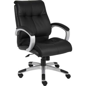 Lorell Managerial Chair - Black Leather Seat - 5-star Base - Black - 1 Each. Picture 6