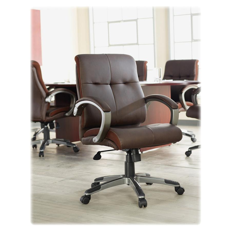 Lorell Managerial Chair - Brown Leather Seat - 5-star Base - Brown - 1 Each. Picture 10
