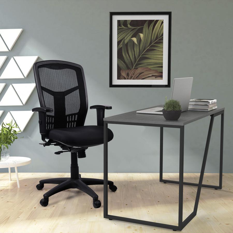 Lorell Executive Mesh High-back Swivel Chair - Black Fabric Seat - Steel Frame - Black - 1 Each. Picture 2