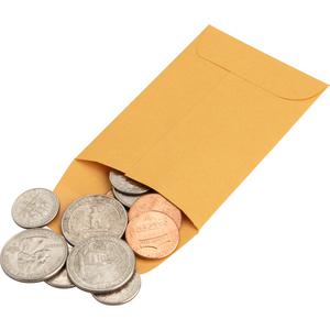 Business Source Small Coin Kraft Envelopes - Coin - #1 - 2 1/4" Width x 3 1/2" Length - 20 lb - Gummed - Kraft - 500 / Box - Brown Kraft. Picture 6
