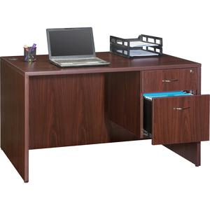 Lorell Essentials Series Rectangular Desk Shell - 47.3" x 29.5" x 1" x 29.5" - Finish: Laminate, Mahogany - Grommet, Modesty Panel, Cord Management, Adjustable Feet. Picture 2