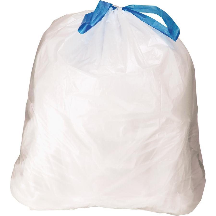 BlueCollar 13-gallon Drawstring Trash Bags - 13 gal Capacity - 24" Width x 28" Length - 0.80 mil (20 Micron) Thickness - Drawstring Closure - White - 80/Box - Garbage. Picture 3