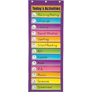 Pacon&reg; Dry Erase Activity Pocket Chart - 13" x 34" - 1 Chart - 14 Pockets - 14 Dry Erase Cards - English/Spanish Translated Title Card. Picture 3