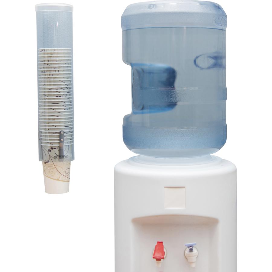 San Jamar Pull-type Water Cup Dispenser - 16 Tube - 3.39" Cup Rim Diameter - Pull Dispensing - Paper Cups Supported - Surface Mount - Arctic Blue - Plastic - 1 Each - Durable, Flip Cap, Impact Resista. Picture 2