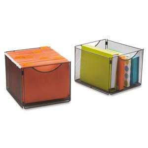 Safco Onyx Mesh Storage Cube Bins - External Dimensions: 12.5" Width x 14" Depth x 10" Height - 20 lb - Steel - Black - 2 / Carton. Picture 2