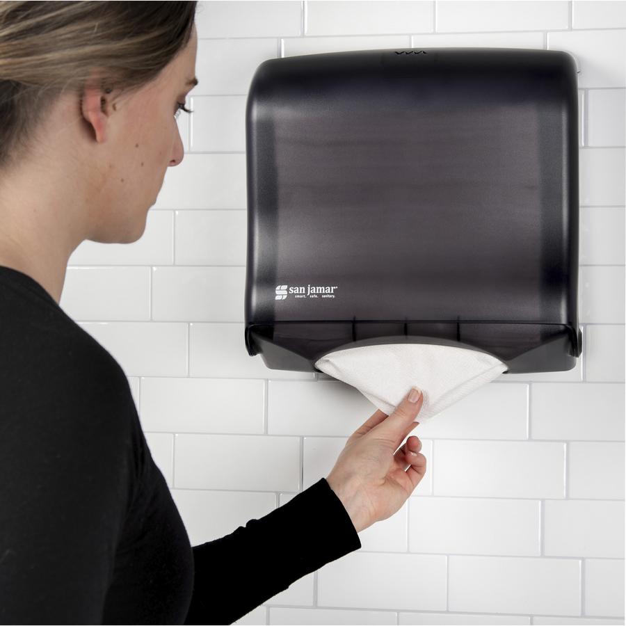 San Jamar C-fold/Multi-fold Towel Dispenser - C Fold, Multifold, Touchless Dispenser - 400 x Multifold, 240 x C Fold - 11.5" Height x 11.5" Width x 6" Depth - Plastic - Black Pearl - Compact, Durable,. Picture 9