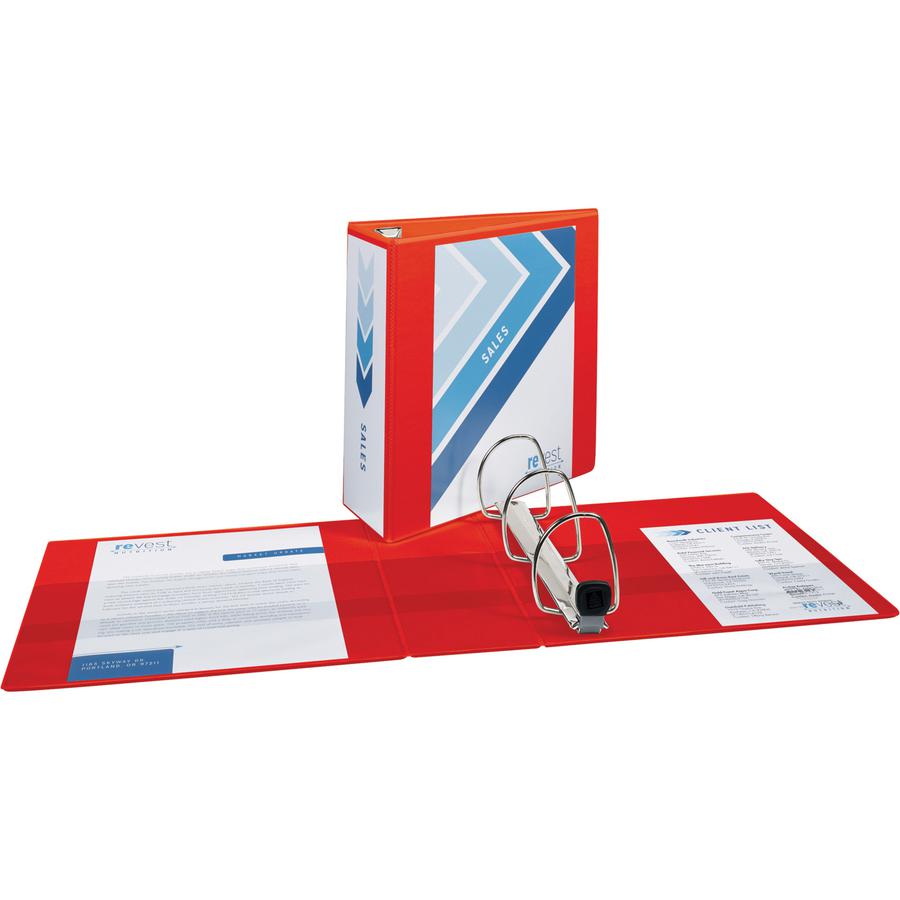 Avery&reg; Heavy-Duty View Red 4" Binder (79326) - Avery&reg; Heavy-Duty View 3 Ring Binder, 4" One Touch EZD&reg; Rings, 4.5" Spine, 1 Red Binder (79326). Picture 2