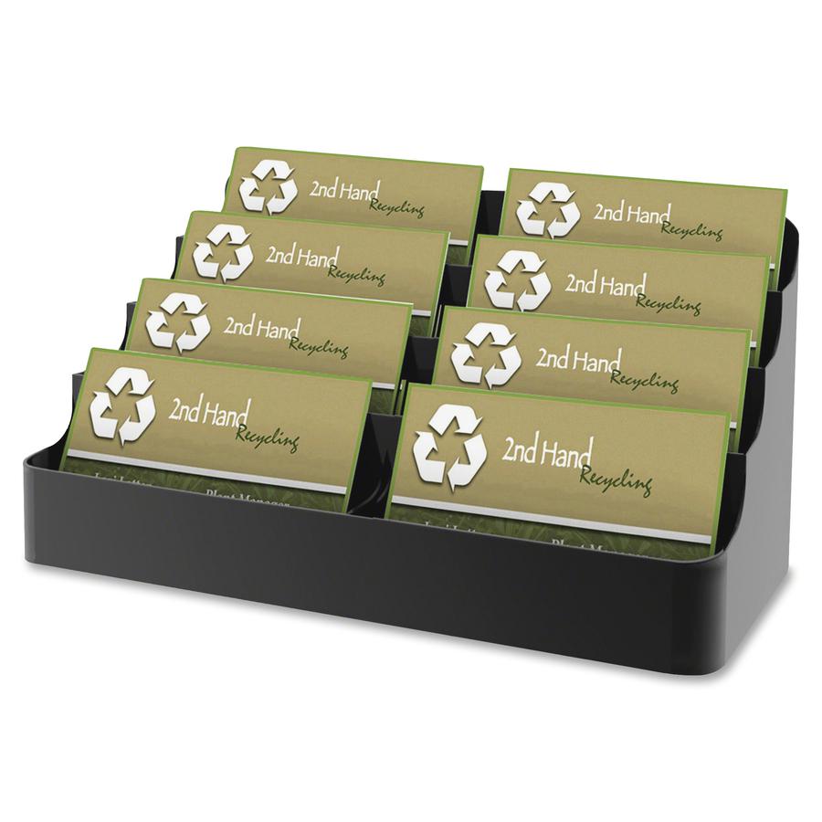Deflecto Sustainable Office Business Card Holder - 3.9" x 7.9" x 3.6" x - Plastic - 1 Each - Black. Picture 3