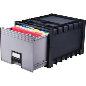 Storex Black/Gray Heavy-duty Archive Drawer - x 18" Width - External Dimensions: 14.3" Length x 18" Width x 12.3"Height - 50 lb - 13.69 gal - Media Size Supported: Letter - Heavy Duty - Stackable - Pl. Picture 2