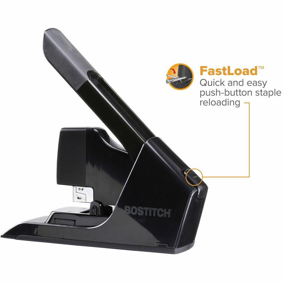Bostitch EZ Squeeze Antimicrobial Heavy Duty Stapler - 130 Sheets Capacity - 210 Staple Capacity - Full Strip - 1 Each - Black. Picture 2