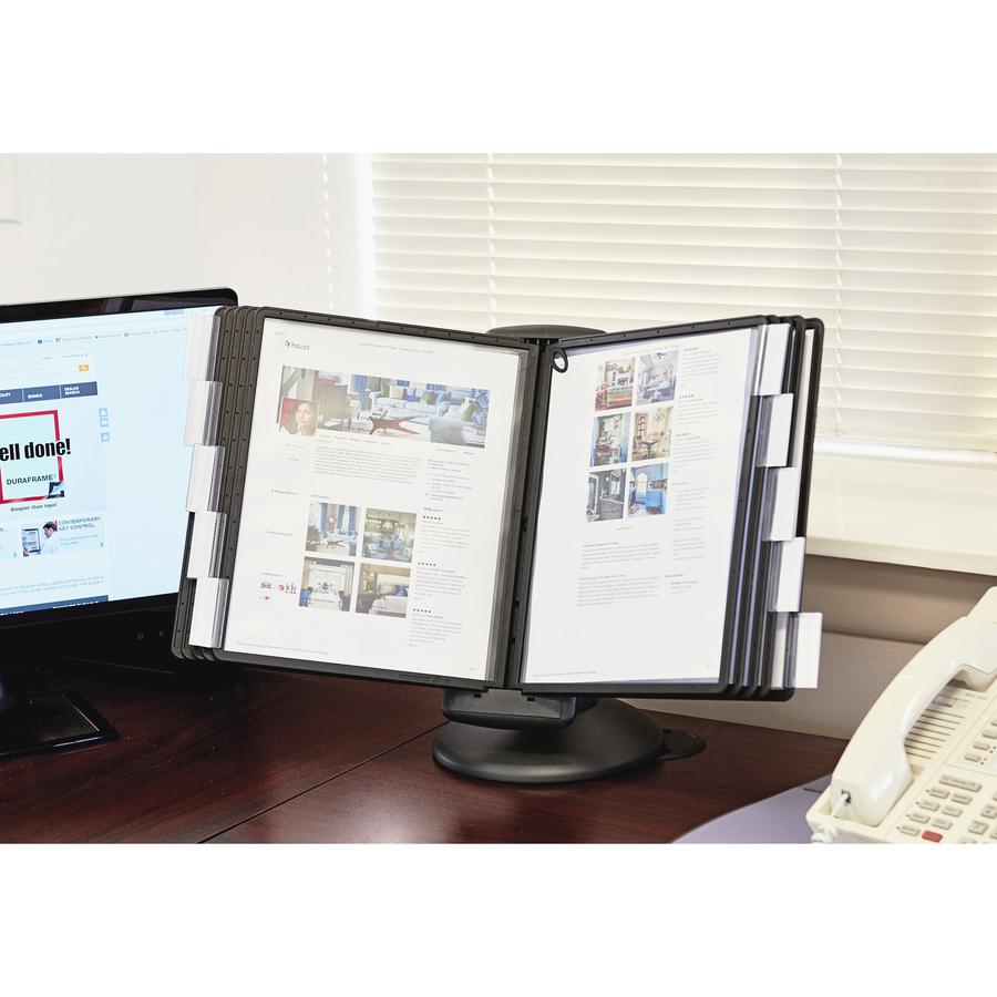 DURABLE&reg; SHERPA&reg; Motion Reference Display System - Desktop - 360&deg; Rotation - 10 Double Sided Panels - Letter Size - Anti-Flective/Non-Glare - Black. Picture 6