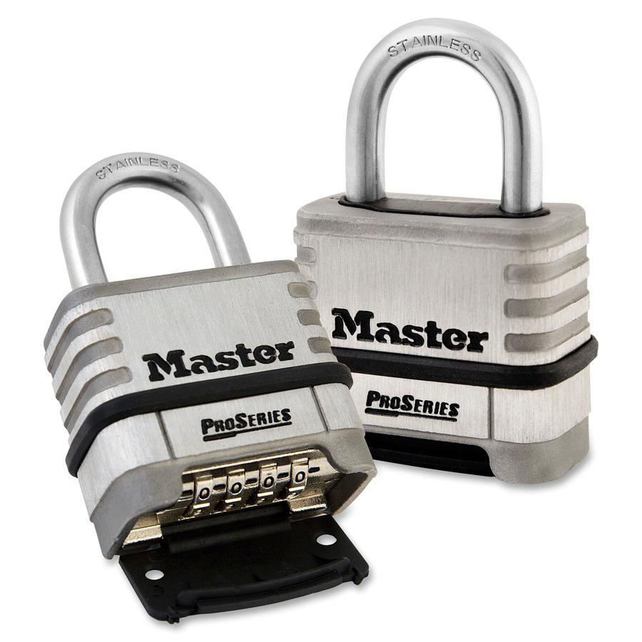 Master Lock ProSeries Resettable Combination Lock - 10000 Digit - 0.31" Shackle Diameter - Corrosion Resistant, Pry Resistant - Stainless Steel - Stainless Steel - 1 Each. Picture 2