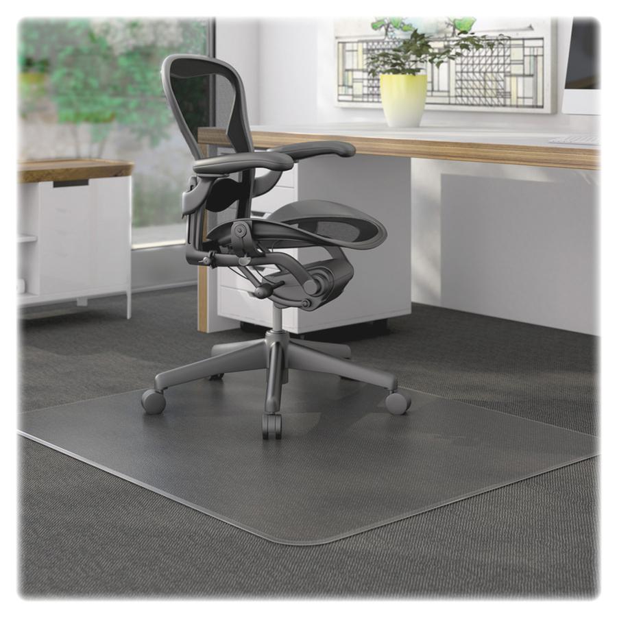Lorell Standard Lip Low-pile Chairmat - Carpeted Floor - 48" Length x 36" Width x 0.112" Thickness - Lip Size 10" Length x 19" Width - Vinyl - Clear - 1Each. Picture 2