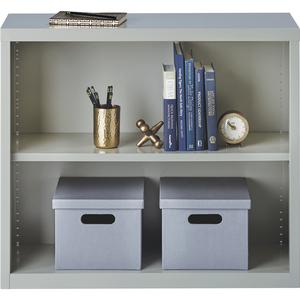 Lorell Fortress Series Bookcase - 34.5" x 13" x 30" - 2 x Shelf(ves) - Light Gray - Powder Coated - Steel - Recycled. Picture 4