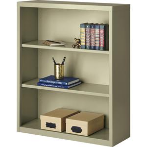 Lorell Fortress Series Bookcase - 34.5" x 13" x 42" - 3 x Shelf(ves) - Putty - Powder Coated - Steel - Recycled. Picture 6
