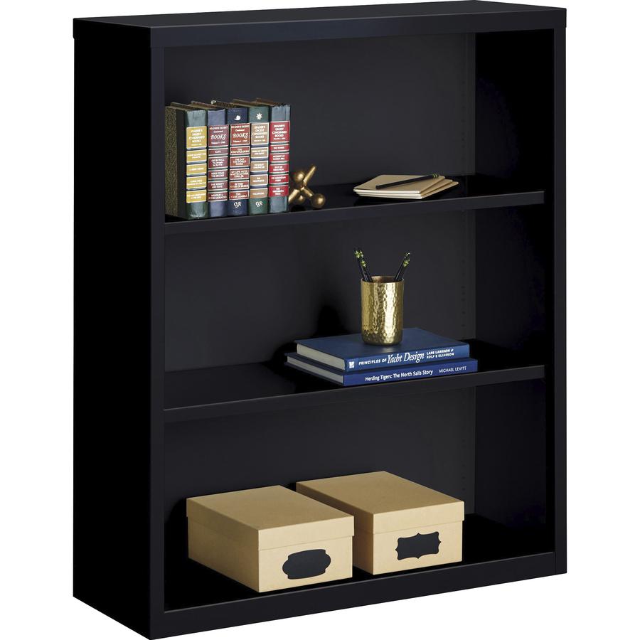 Lorell Fortress Series Bookcases - 34.5" x 13" x 42" - 3 x Shelf(ves) - Black - Powder Coated - Steel - Recycled. Picture 2