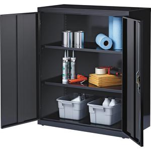 Lorell Fortress Series Storage Cabinet - 18" x 36" x 42" - 3 x Shelf(ves) - Recessed Locking Handle, Hinged Door, Durable - Black - Powder Coated - Steel - Recycled. Picture 4