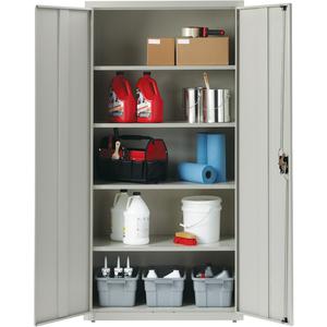 Lorell Fortress Series Storage Cabinets - 36" x 18" x 72" - 5 x Shelf(ves) - Recessed Locking Handle, Hinged Door, Durable - Light Gray - Powder Coated - Steel - Recycled. Picture 5