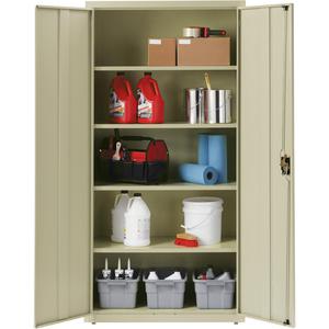 Lorell Fortress Series Storage Cabinet - 36" x 18" x 72" - 5 x Shelf(ves) - Recessed Locking Handle, Hinged Door, Durable - Putty - Powder Coated - Steel - Recycled. Picture 10