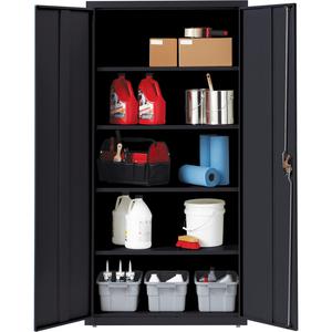 Lorell Fortress Series Storage Cabinet - 36" x 18" x 72" - 5 x Shelf(ves) - Recessed Locking Handle, Hinged Door, Durable - Black - Powder Coated - Steel - Recycled. Picture 3
