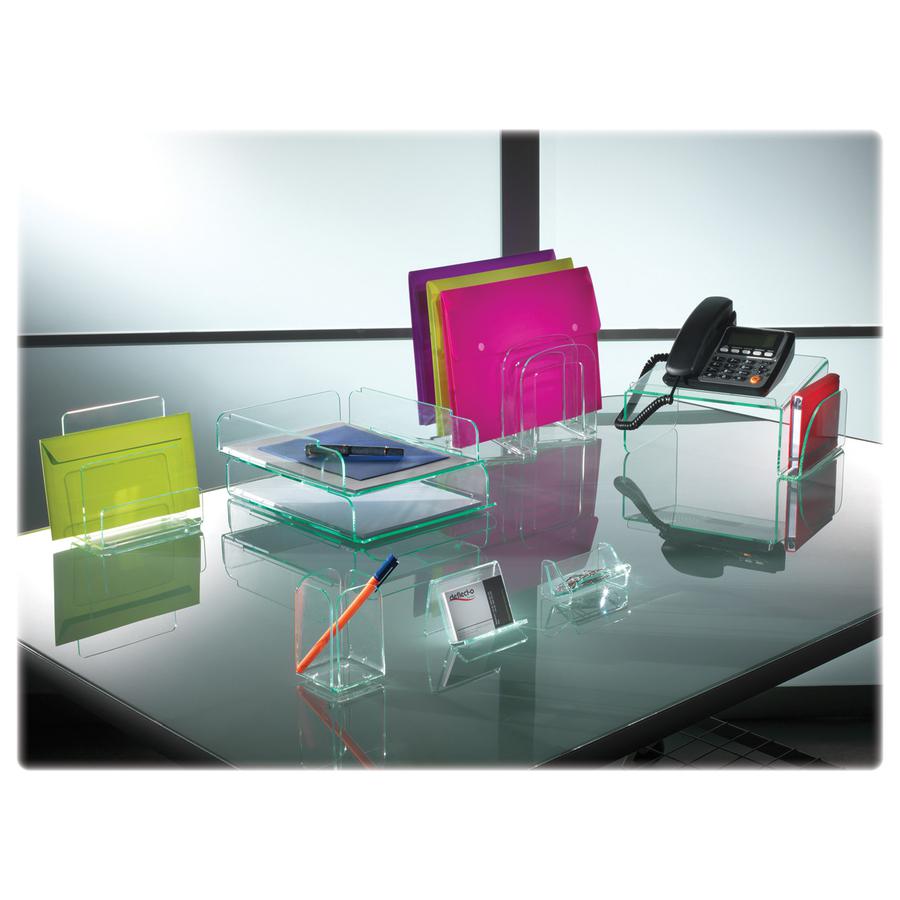 Lorell Stacking Document Trays - Desktop - Durable, Lightweight, Non-skid, Stackable - Clear - Acrylic - 1 Each. Picture 2