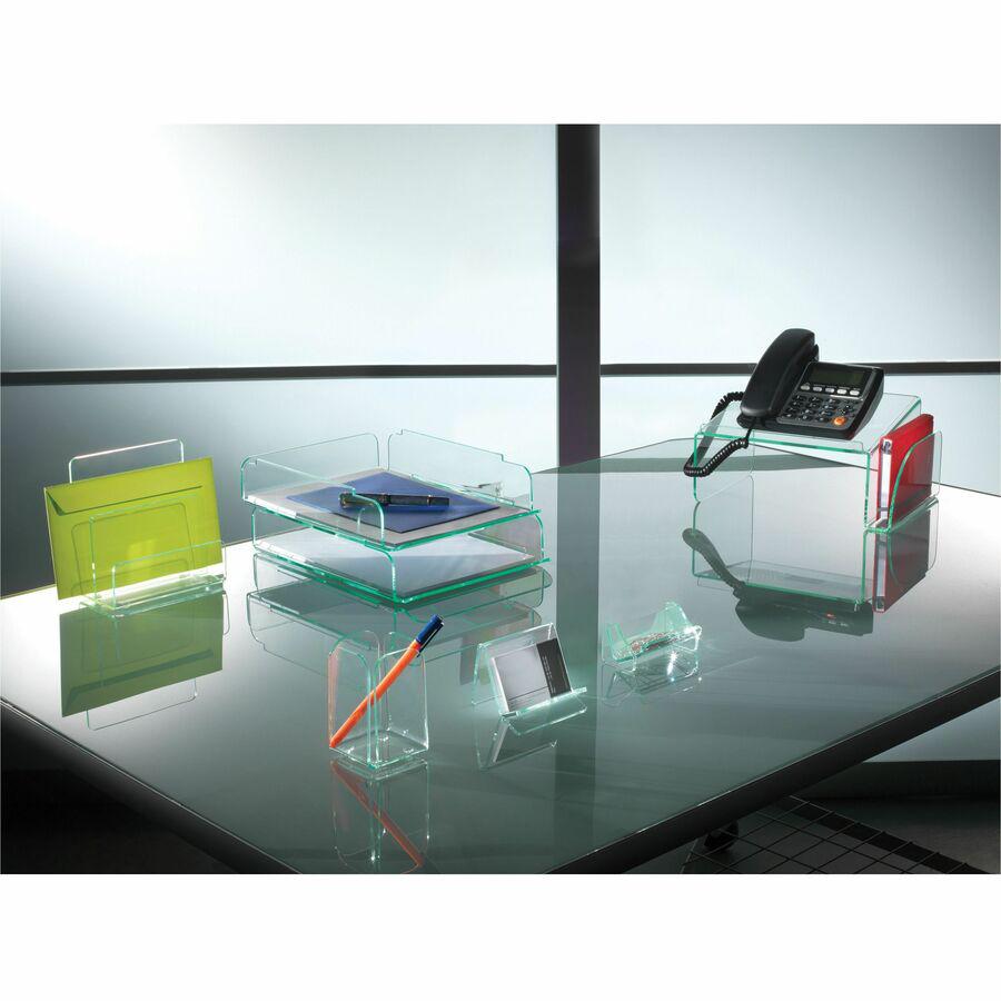 Lorell Business Card Holder - Acrylic - 1 Each - Green, Transparent. Picture 2