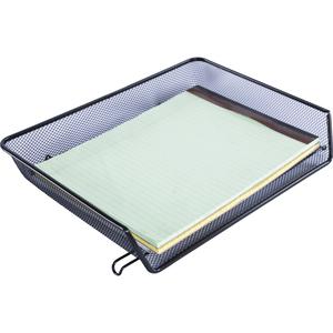 Lorell Side-loading Mesh Document Tray - 3" Height x 14.3" Width x 10.8" Depth - Stackable - Powder Coated - Black - Steel - 1 / Set. Picture 4