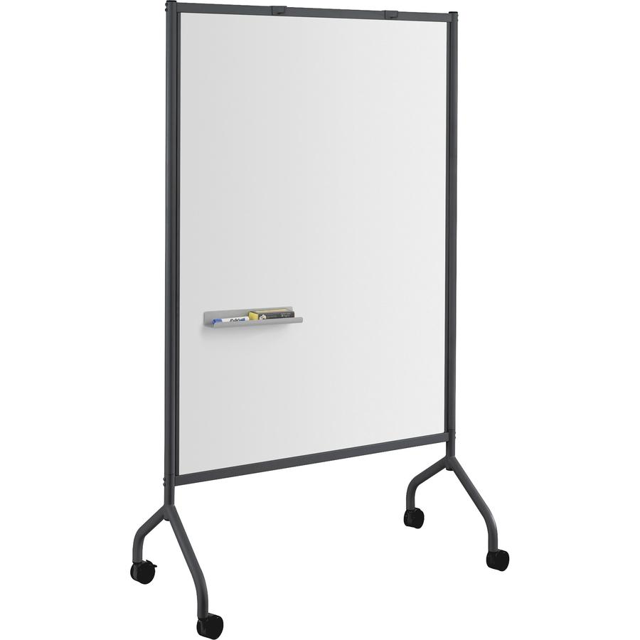 Safco Impromptu Magnetic Whiteboard Screens - White Surface - Black Steel Frame - Rectangle - Magnetic - Marker Tray, Casters - Assembly Required - 1 Each. Picture 2
