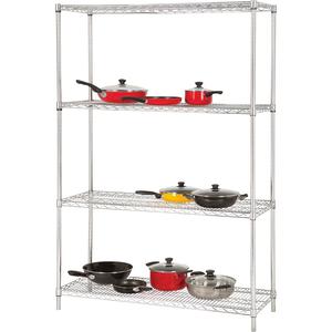 Lorell Industrial Wire Starter Shelving Unit - 36" Width x 24" Depth - Steel - Chrome. Picture 2