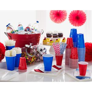 Genuine Joe 16 oz Plastic Party Cups - 16 fl oz - 50 / Pack - Blue, White - Plastic - Party, Cold Drink. Picture 3