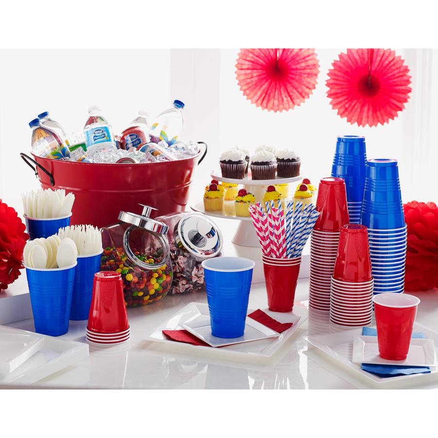 Genuine Joe 16 oz Party Cups - 50 / Pack - Red - Plastic - Party, Cold Drink. Picture 4