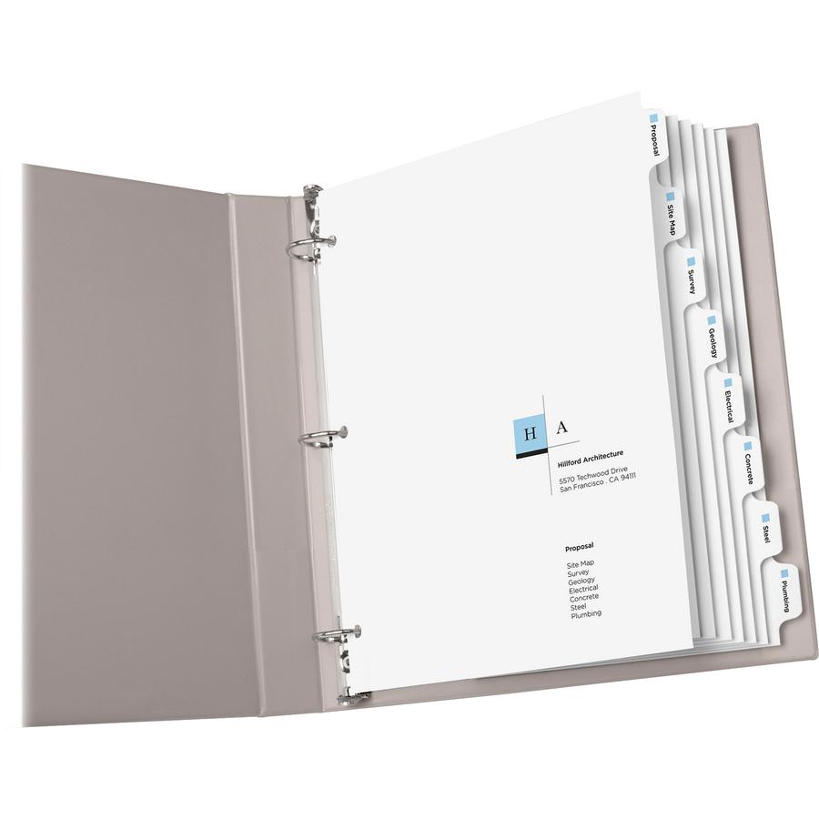 Avery&reg; Customizable Print-On Dividers - 40 x Divider(s) - Print-on Tab(s) - 8 - 8 Tab(s)/Set - 8.5" Divider Width x 11" Divider Length - 3 Hole Punched - White Paper Divider - White Paper Tab(s) -. Picture 2